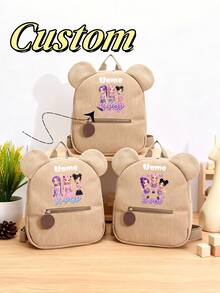 1pc Mini Back To School Personalized Customized Backpack, Casual Versatile K-POP Theme Print, Zipper Closure Nylon Material, Adjustable Shoulder Straps, Hand-Carry, Suitable For School, Shopping, Daily Outings, Outdoor Trips. Birthday Gift. - Multicolor - View 2