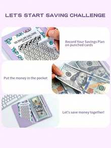 Cash Storage Notebook With 100-Bill Capacity, Featuring Banknote And Stamp Patterns, 1A6 Large Storage Space - Multicolor - View 6