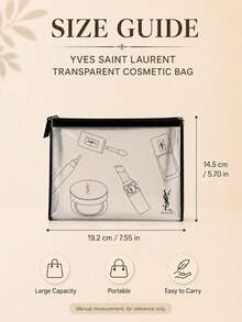 YSL Saint Laurent Transparent Makeup Bag 19.2*14.5cm, Waterproof And Dirt-Resistant With Smooth Zipper, Large Capacity Visible Storage, Versatile For Travel, Toiletries, And Daily Makeup Organization - Clear - View 11