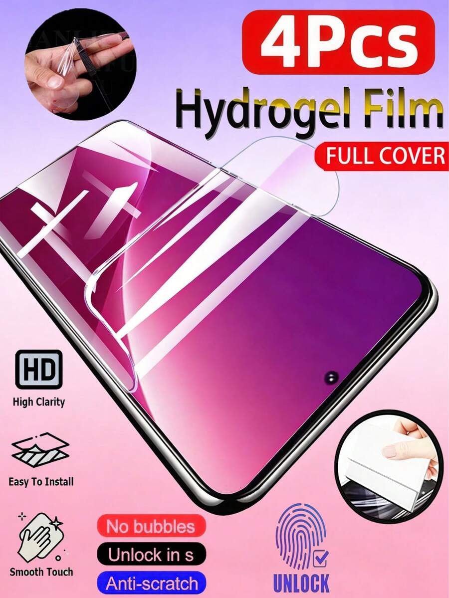 4pcs High Definition Flexible Hydrogel Full Coverage Screen Protector, Compatible With Google Pixel 6/7/8/9/10 Pro/Edge 70/60/50 Fusion, Self-Healing Scratches, Easy Installation, Explosion-Proof & Scratch-Resistant, Supports Fingerprint Recognition (Soft Film, Not Glass)