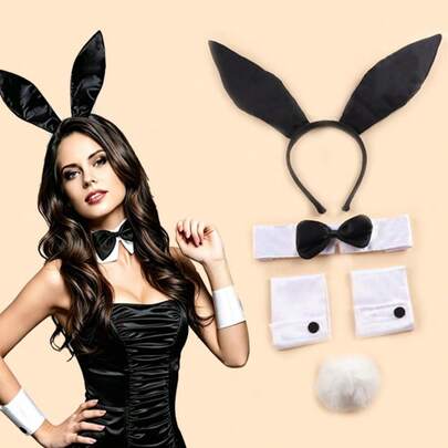 Bunny Girl Big Ear Headband Cute Sexy Style Rabbit Ear Set Headband Women's Halloween Performance Rabbit Headpiece