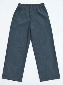 GRDR Men's Casual Corduroy Wide Leg Long Pants With Elastic Waist And Drawstring, Loose Fit With Drape And Relaxed Style - Dusty Blue - View 6