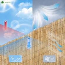 VOUNOT Natural Peeled Reed Fence 100x300cm Privacy Screen Roll With Fixing Clips Garden Panel Fence For Outdoor Garden Patio Balcony Wind/Sun Protection - 140x600cm - View 8