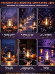 GYJAETM Solar Powered Halloween Candle Light, IP65 Waterproof Flickering Flame LED Wine Glass Lamp, Automatic On/Off Stainless Steel Decorative Light, Suitable For Yard, Garden, Dining Table And Haunted House Halloween Party Decoration - Candle Style - View 2