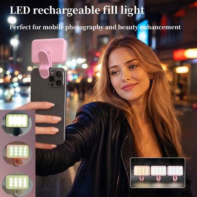 Fill lights Portable LED Selfie Ring Light, Portable LED Fill Light Selfie Light, Clip-On Fill Light, Phone Selfie Lamp, Mirror Light With USB Charging,Live Clip Light Selfie Light,Suitable For Camping,Room Decoration,Live Streaming,Video Conference Lighting