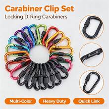 1/3/6pcs Screw Lock D-Ring Carabiner, Heavy Duty Aluminum Alloy Multi-Purpose Hook, Suitable For Camping, Hiking, Backpack, Fishing, Water Bottle, Keychain, Outdoor Gear Accessories - Black - View 1