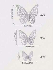 12pcs/Set Hollow Metal Texture 3D Butterfly Wall Stickers, Hollow Carved Design, Light Luxury, Gentle, High-End Soft Decoration, Suitable For Home Wall: Bedroom Headboard, Living Room Blank Wall, Entrance, Vanity Background, Creating A Gentle Atmosphere; Soft Decoration Check-In: Clothing Store, Nail Salon, Bridal Shop, Influencer Photo Background Wall; Festival Decoration: Wedding, Birthday Party - A - View 9