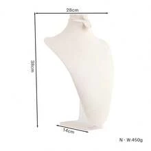 Premium Soft Microfiber Jewelry Bust Display Stand 4pcs Set, Realistic Curved Necklace Mannequin Holder, Multi-Slot Earring Design, Suitable For Store Display - Beige - View 9