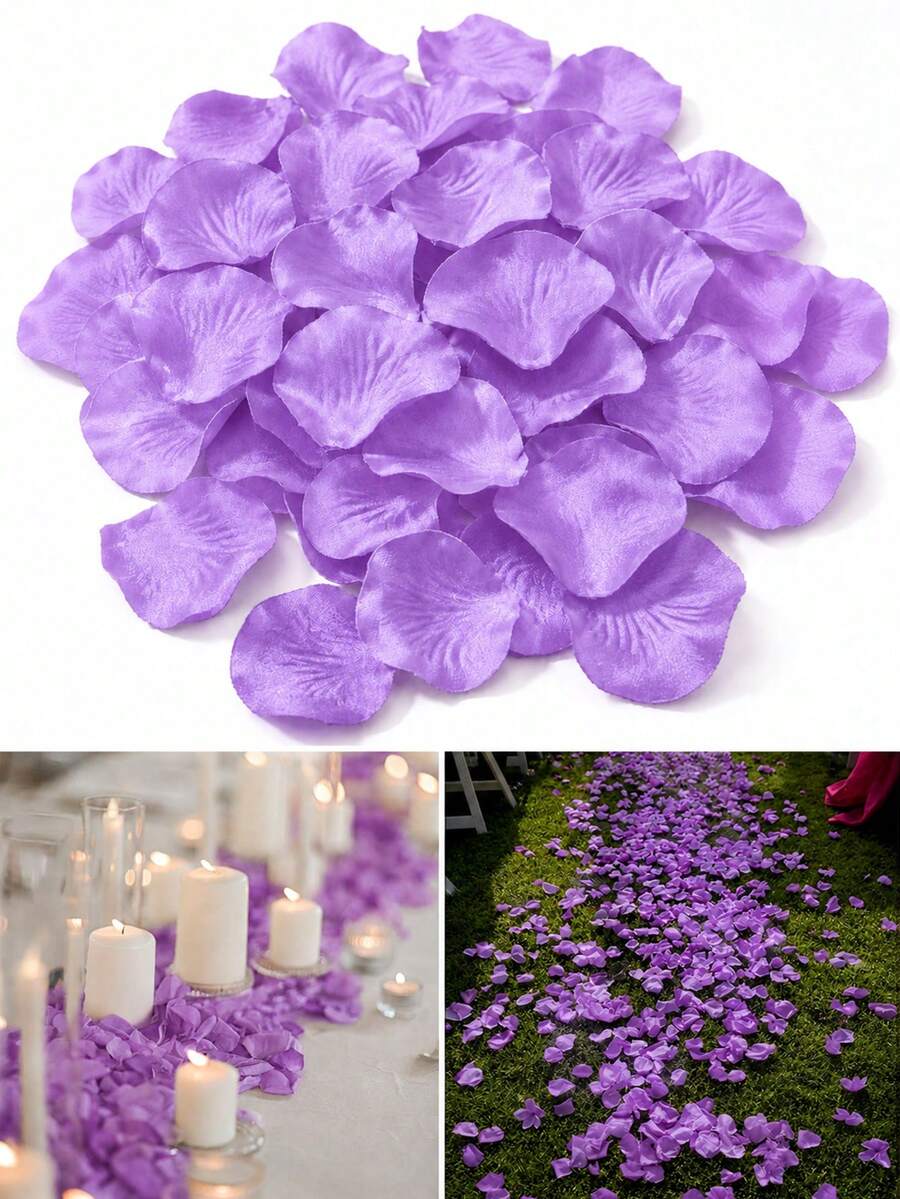 100/300pcs Purple Silk Rose Petals, For Proposal, Valentine's Day Confession, Wedding Love Decoration, Romantic Party Valentine's Day Gift - Purple - View 1