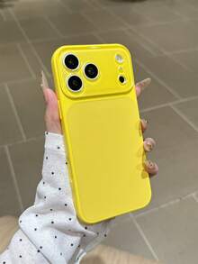 奢華純色夏季多巴胺亮黃色手機殼，適用於 iPhone 17 Pro Max 16 15 14 13 12 11 Pro Max，玻璃亮片鏡頭精準孔位保護背蓋，親膚觸感極簡純色可愛優雅手機殼，適用於 iPhone 17 Pro Max 16 Pro Max 17 Pro 15 Pro Max 14 Pro Max 13 Pro Max - 黃色 - 查看 3