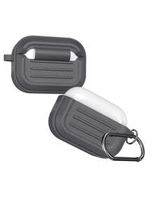 Striped Solid Color Silicone Earphone Case Compatible With AirPods 4 3 Pro2 3 1 2 - Grey - View 4