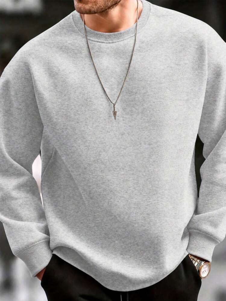 Erkek Sonbahar/Kış Minimalist Bisiklet Yaka Sweatshirt | Her Şeye