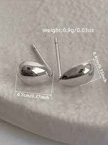 1 Pair Minimalist Stud Earrings, Women's Wedding Anniversary Accessory Gift - Silver - View 8