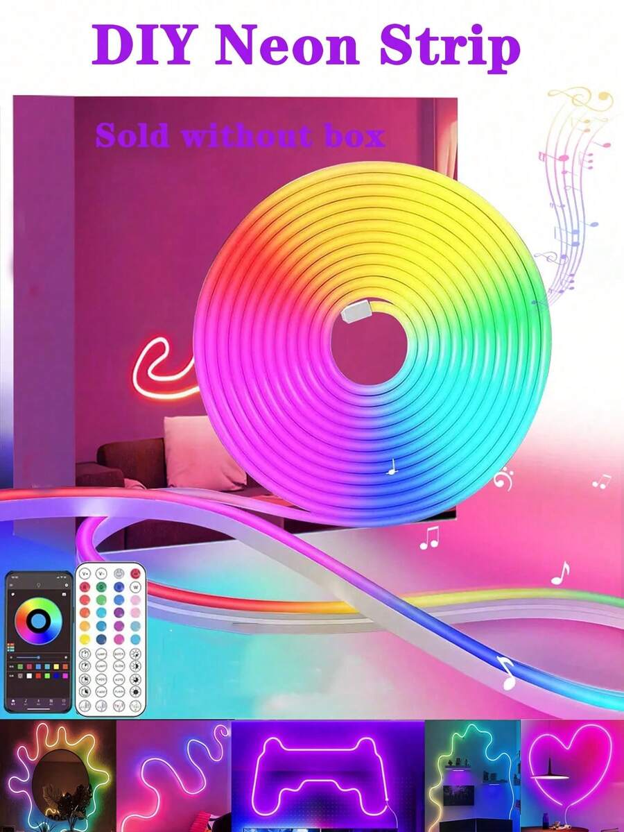 1 条霓虹 LED 灯带，防水，DIY 设计，适用于游戏室、卧室、客厅、厨房、酒吧、走廊、派对装饰、户外装饰、节日氛围装饰、派对装饰，44 键遥控器，多种模式