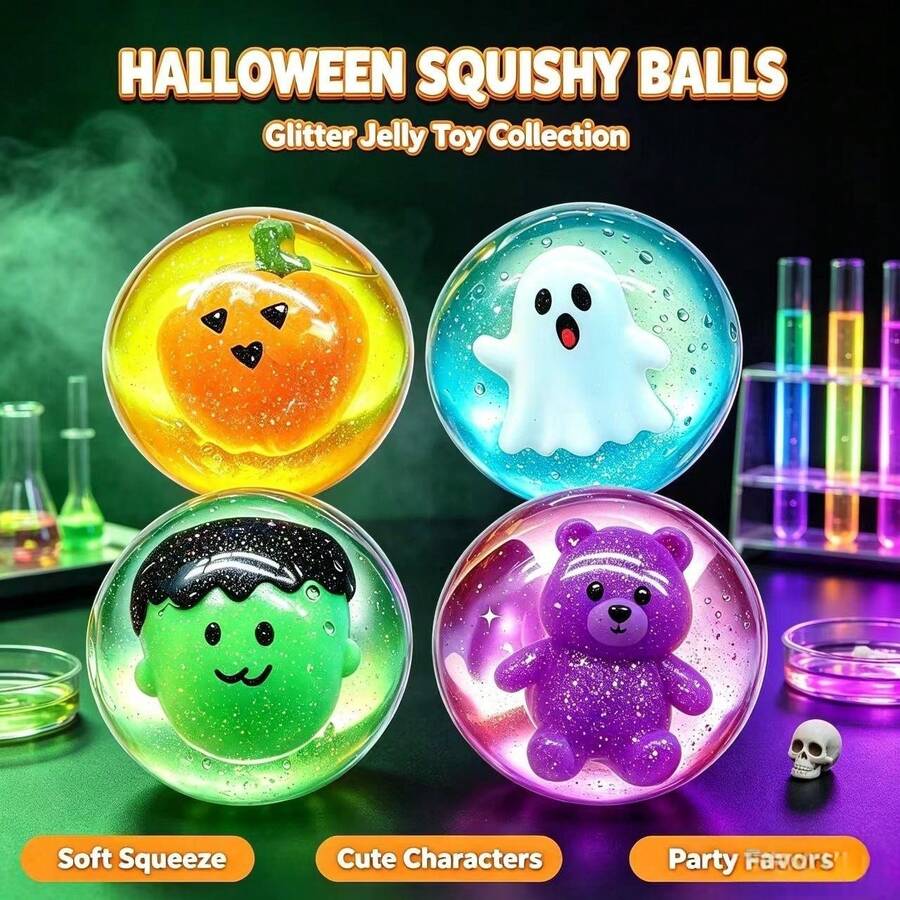 1 Piece Bestselling Halloween Slow Rebound Stress-Relief Squeeze Ball In Transparent Ghost Shape With Chewy Malt Candy Soft Texture. This Novel Fingertip Toy Relieves Stress And Lifts Moods For Children, Teenagers And The Elderly. - Multicolor - View 1
