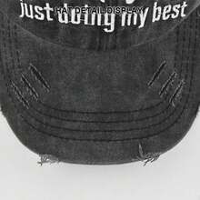 1pc New Ponytail Baseball Cap Embroidered European & American Open Top Distressed Baseball Cap Versatile Sun Hat - Multicolor - View 6