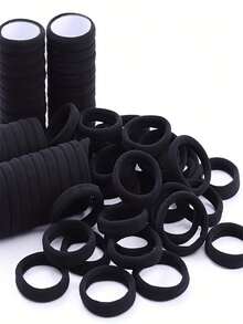 200/100/50/20 Stück schwarze nahtlose Nylon-Haargummis, hohe Elastizität, nicht schädigend, dick und weich, Ponytail-Haarbänder, geeignet für Frauen, Teenager und Erwachsene, für dickes, lockiges oder glattes Haar, starke hoch elastische Haargummis für Fitness, Sport, Yoga, Laufen, rutschfeste Haaraccessoires - Schwarz - Übersicht 2