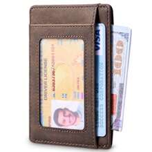 Cartera fina Travelambo con bolsillo frontal minimalista de cuero con bloqueo RFID, tamaño mediano - Cafetería CH - Ver 3