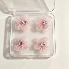 6pcs Women's Blue Mesh Floral Hair Clips, Cute Elegant Bangs Clips, Versatile Side Hair Clips For Girls, Gentle Fairy Style Exquisite High-End Cherry Blossom Hair Pins, Suitable For Daily Wear - Blue - View 9