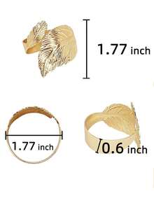 36/48pcs Leaf-Shaped Gold Napkin Rings, Shiny Metal Napkin Rings Table Decor, Fashionable Autumn Napkin Rings Bulk, Suitable For Christmas, Easter, Wedding, Party, Elegant Table Setting - Gold 1 - View 3