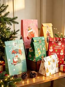 24/1pc Christmas Gift Bags, Featuring Various Cute Christmas Designs, And Including Stickers. Suitable For Christmas, Themed Party Gift Wrapping, Surprise Party Decorations, Holiday Party Favors, And Home Decor. - One Size Fits All - View 6