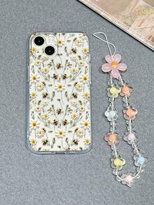 1 pieza Funda de teléfono con pulsera de flores, transparente con abeja pintada, a prueba de caídas, P14promax 3D, P13 dibujos animados, P11 pintada, P12 a prueba de caídas, XR dibujos animados, 78GES2, compatible con iPhone P15 Series, XS, S24, A03s, A03core, A04, A12, A13, A14, A21s, A22, A23, A24, A32, A33a34, A5, A51A52, A53, A54, A71, A72, A73, S20fe, S21, S22 Plus, Series 9, 9a, 10a, 10c, Note 9, Note 10, Note 11, Note 12, 12, 12c - Multicolor - Ver 5