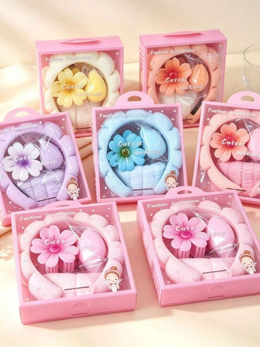5-Pieces Fashion Headband Hair Clip And Face Washing Wristband Set Hair Accessories For Women - Multicolor - View 1
