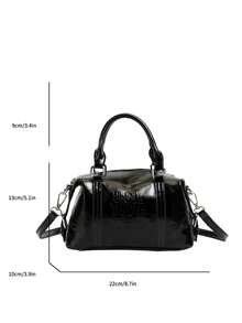 Women's Fashion Boston Handbag, Versatile Commuter Crossbody Bag - Black - View 4