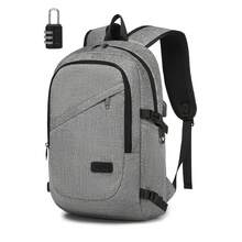 Laptop Backpack 15.6 Inch Large Travel Rucksack USB Charging Port Anti Theft Lock Water Resistant Computer Backpack For Men Women School Office - Light Grey - View 13