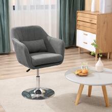Drehstuhl, höhenverstellbarer Bürostuhl, leinenartiges Polyester, Metall, 60 x 60 x 79-91 cm, dunkelgrau - Verschiedenfarbig - Übersicht 3