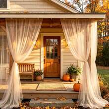 4pcs/2pcs/1pc Adjustable Outdoor Curtains, Breathable Mesh Gauze, Rod Pocket Design, Multi-Color Options Suitable For Gardens, Courtyards, Balconies, Garden Protection, Outdoor Camping, Porch And Pavilion Decorations, Insect/Mosquito Nets, Wedding - Pole-through Type - View 4