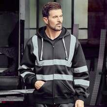 Yoko Mens Hi Vis Reflective Hoodie - Black - View 2