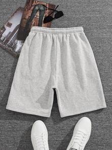 2件套 青少年男童休闲纯色丝滑运动短裤，夏季 - 黑色 - 查看 2