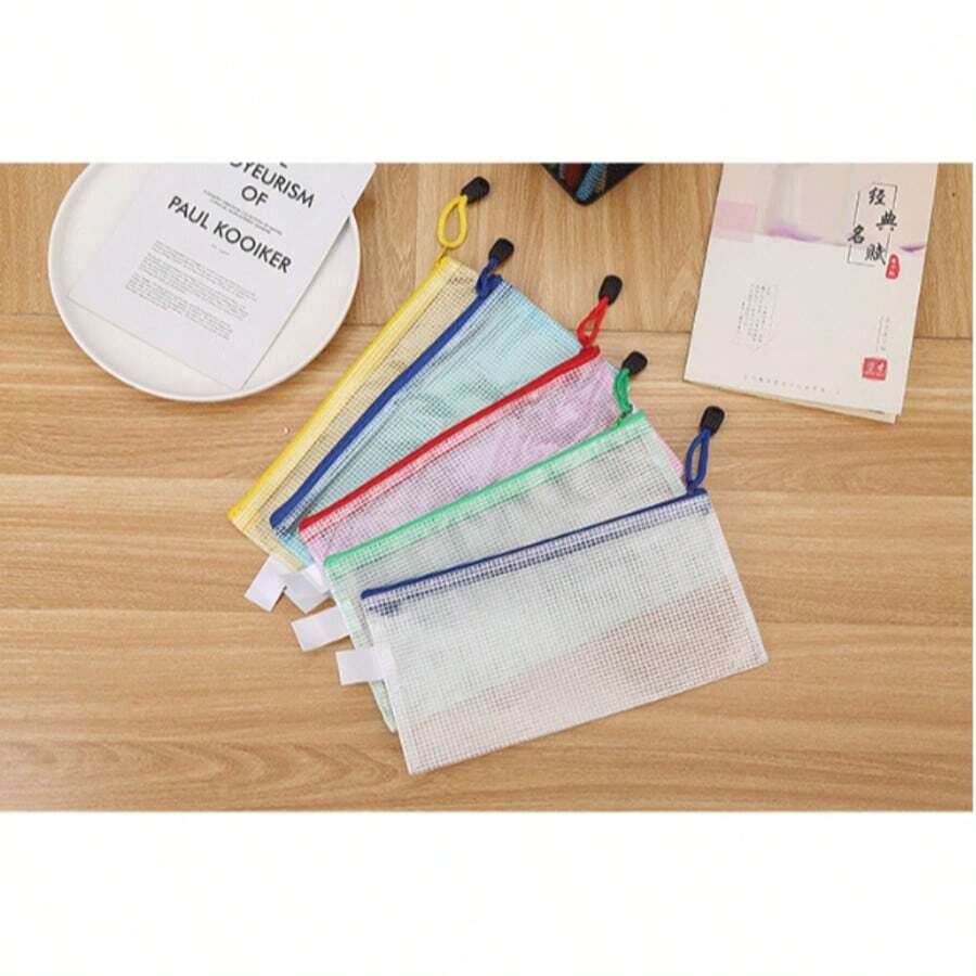 5pcs PVC Pencil Case Set, Large Capacity Zipper Stationery Bag, Colorful Back To School Student Style - Multicolor - View 1