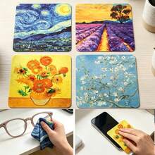 Van Gogh Print Microfiber Lens Cloth AntiFog Eyeglass Cleaner Spray Set,Fast Dry Oil Remover Mist, Reusable Anti-Scratch For Glasses, Cameras,Phones - Multicolor - View 4