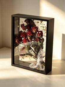 1pc Double-Sided Acrylic Hollow Wooden Photo Frame, 6"/10" 3D Floating Display Stand, Suitable For Dried Flowers - Modern Wall/Desktop Decor - Autumn Gallery Wall Essential, Holiday Gift Idea, Office Space Upgrade, Home Decor Photo Frame For Sharing (Dried Flowers Not Included, Frame Only) - Multicolor - View 9