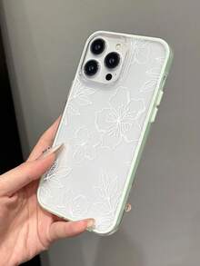 1件 Ins風清新木槿花葉素色圖案氣囊防滑軟手機殼，適用於 iPhone 11/12/13/14/15/16 Pro Max - 彩色 - 查看 4