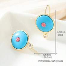 Vintage blaue Hauptstein mit rosa Zirkonia Akzenten Damen Ohrringe, erfrischendes Kontrastfarben Design, geeignet für Sommer Strand Ausflüge, Strand Pool Partys, tropische Urlaube und tägliches Tragen, atmosphärische Urlaubs Ohrringe - Gold - Übersicht 2