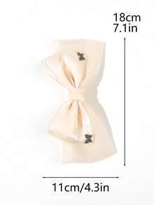 1件米色雙層3D蝴蝶結緞面彈簧髮夾，法式復古極簡奢華優雅溫柔細緻成熟慵懶百搭，適合日常下午茶聚會半紮低馬尾後腦髮飾 - 彩色 - 查看 3