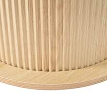 Round Coffee Table With Grooved Cylindrical Base, Table With Two-Tone White And Wood Color Tabletop Made Of MDF And PVC, Living Room Table, Compact Side Table For Small Apartments. - Natural Wood + White - View 10