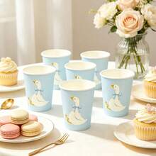 10/20/40pcs 9oz One Silly Goose Birthday Party Cups Blue Bow Goose Pattern Disposable Paper Cups, Suitable For 1st Birthday Party Decoration And Baby Shower Decoration - Blue Goose Paper Cup - View 4