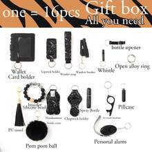 16 Pcs Self Defense Keychain Set, Women's Holiday Gifts, Personal Alarm,  Wallet And Silicone Bead Bracelet,Whistle, Bottle Opener, Lipstick Holder - 彩色 - 查看 7