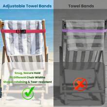OUTXE Towel Bands, Adjustable Straps Beach Cruise Lounge Chair| Towels Holder| Pool Bag Essentials Must Haves (4-Pack, Mixed Blue+Green+Greige+Hot Pink) - Solid (Blue+Green+Greige+Hot Pink) - View 8