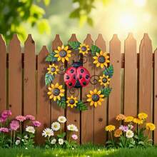 Vibrant Sunflower & Ladybug Decorative Hanging Plaque For Garden, Patio, Yard, Fence, Party, Wall And Holiday Outdoor Wall Decor - A - View 3