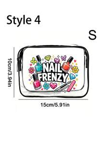 Cute Nail Art Themed PVC Makeup Travel Bag - Perfect For Brides And Nail Technicians; Heart-Shaped Makeup Pouch Is A Must-Have Gift For Women's Birthdays And Honeymoons - Multicolor - View 11