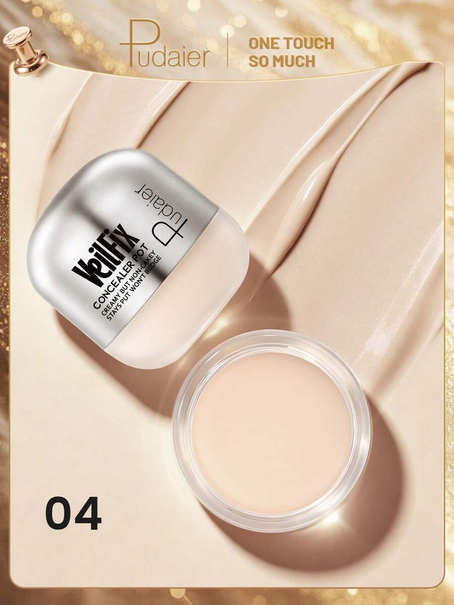 Pudaier High Coverage Concealer With Precision Makeup Brush - Full Coverage Foundation Cream, Suitable For Dark Circles, Acne Scars And Blemishes - Creamy Texture, Smooth Application - Includes Precision Makeup Brush - Perfect Makeup Gift For Women - #04 - View 1