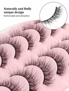Asiteo 10 Pairs Faux Mink Full Strip False Eyelashes, Soft Band Fluffy Lashes, Suitable For Girls Who Prefer Natural Makeup Look - Black - View 6