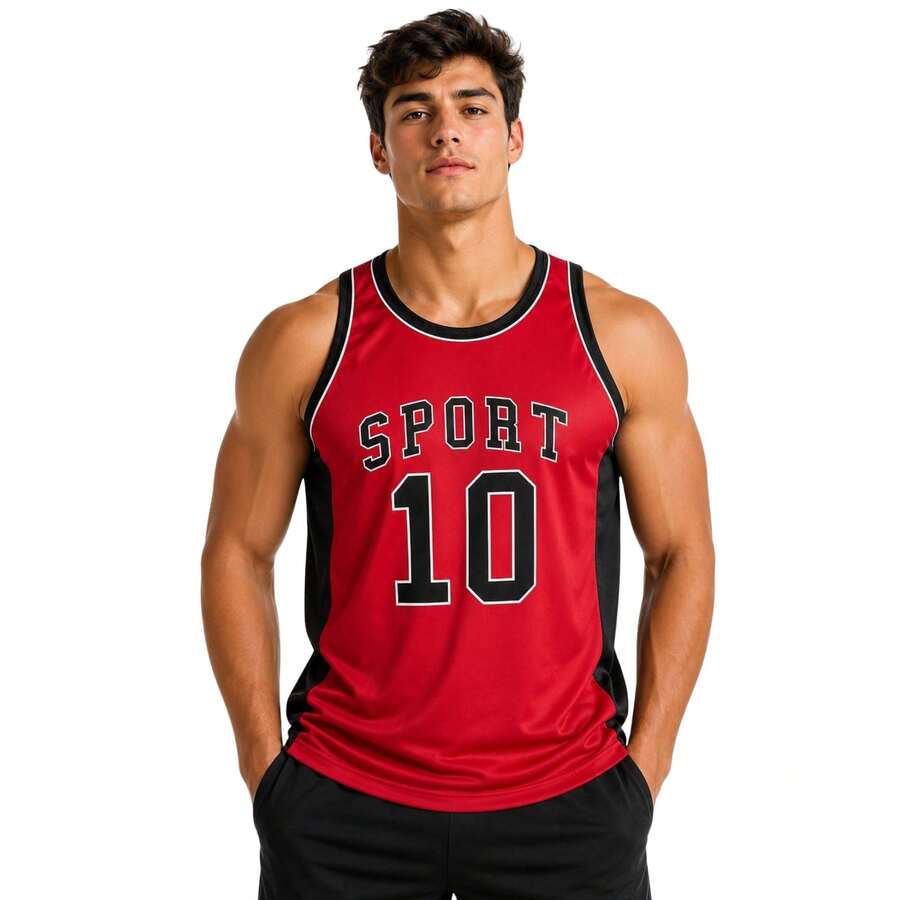 Men's Sports Tank Top For Sports Activities And Casual Use - Red - View 1