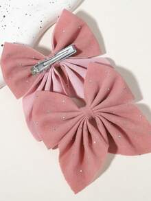 10pcs Vintage Velvet Rhinestone Large Bow Hair Clips, Atmospheric Girls Hair Accessories For Birthday, Date - Mixed color - View 7
