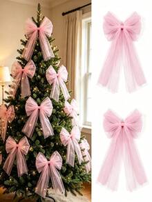 1pc/5pcs/10pcs Oversized Tulle Bow With Long Tails – Pink/White/Red/Black, Extra Large Mesh Ribbon For Outdoor Wedding/Baby Shower/Christmas Backdrop Decor, Perfect For DIY Party Decor/Gift Wrapping, Great Gift For Bride/Mom/Hostess On Any Occasion - Multiple Styles - View 3